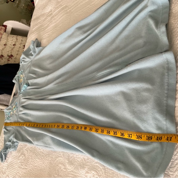 LIGHT BLUE EMBROIDERED WAFFLE-KNIT ZIP ROBE, SIZE:L/G - Picture 9 of 9